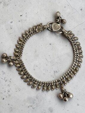 Vintage Sterling Silver Bohemian Tribal Charm Bracelet 7" With Bells Cha Cha Des